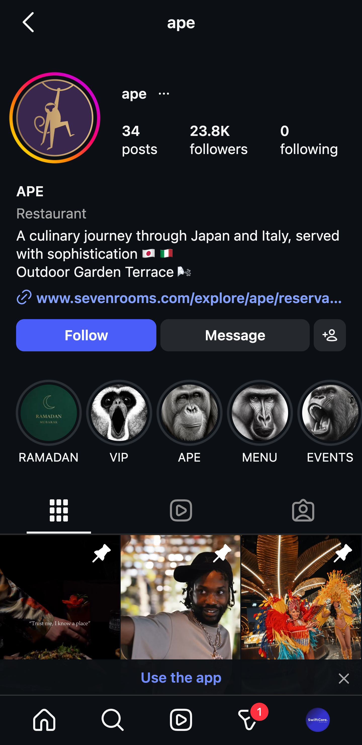 APE Restaurant Instagram After - 23.8K Followers
