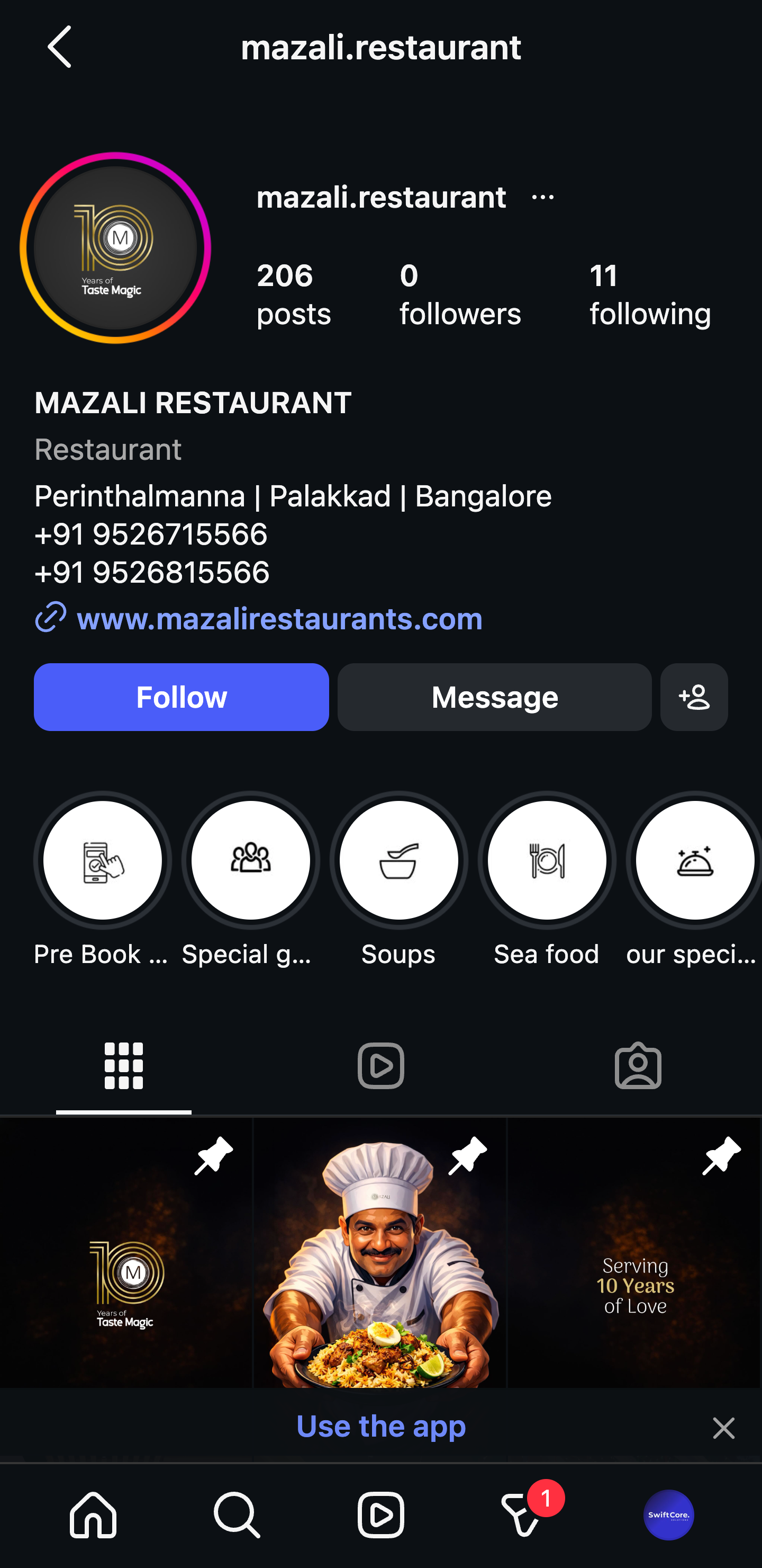 Mazali Restaurant Instagram Before - 0 Followers