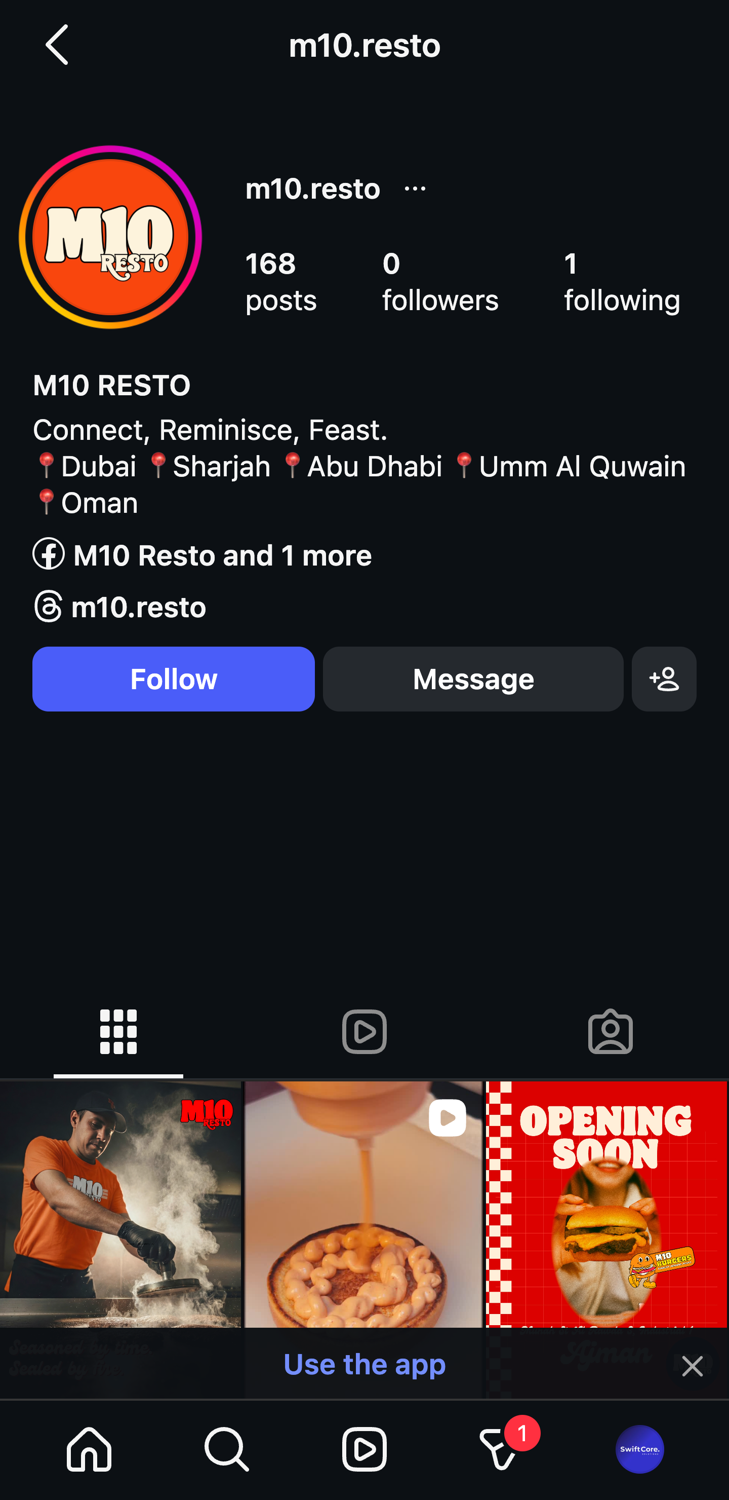 M10 Resto Instagram Before - 0 Followers